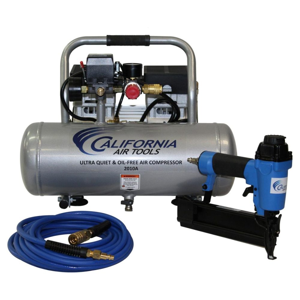 1Hp 2 Gallon Oil-Free Aluminum Tank Air Compressor With Nail Gun Kit Air Compressors