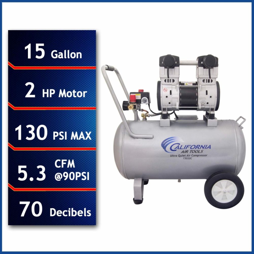 2Hp 220V 15 Gallon Oil-Free Steel Tank Air Compressor Air Compressors