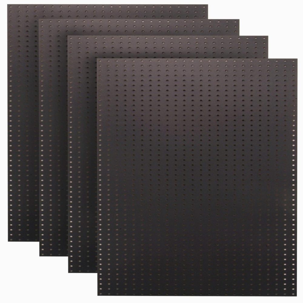 (4) 24 In. W X 48 In. H X 1/4 In. D Custom Painted Black Heavy Duty Tempered Round Hole Pegboards Pegboard, Hooks & Accessories