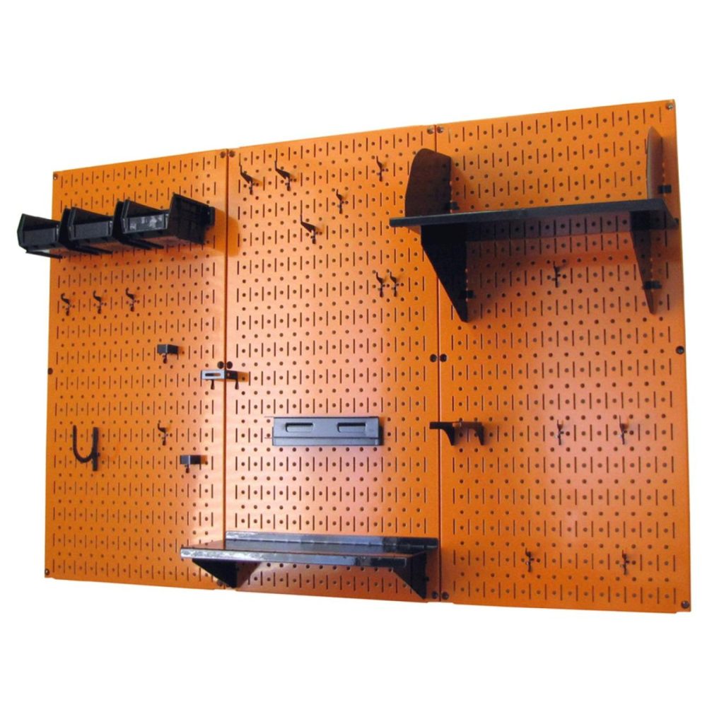 4′ Metal Pegboard Standard Tool Storage Kit – Orange Toolboard & Black Accessories Pegboard, Hooks & Accessories