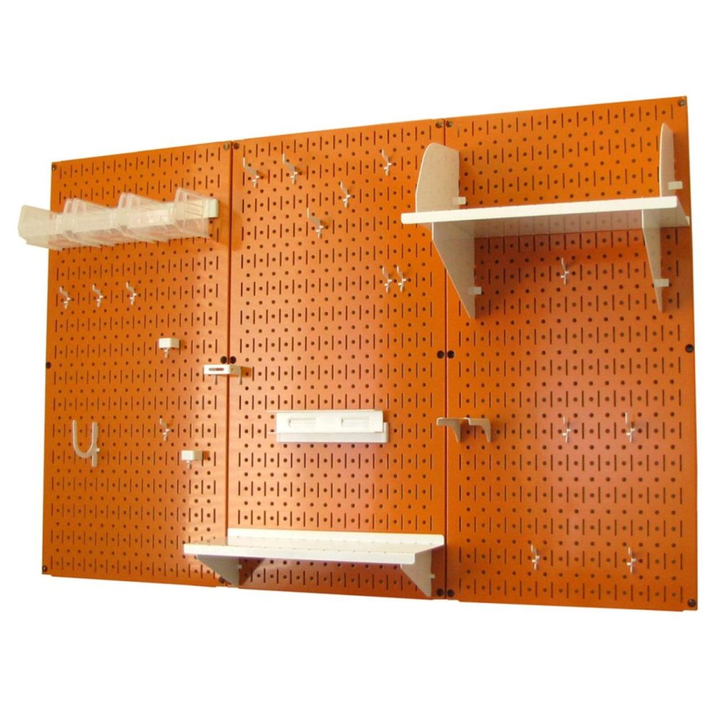 4′ Metal Pegboard Standard Tool Storage Kit – Orange Toolboard & White Accessories Pegboard, Hooks & Accessories