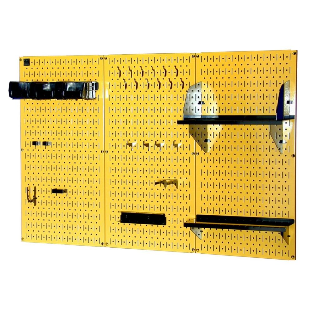 4′ Metal Pegboard Standard Tool Storage Kit – Yellow Toolboard & Black Accessories Pegboard, Hooks & Accessories