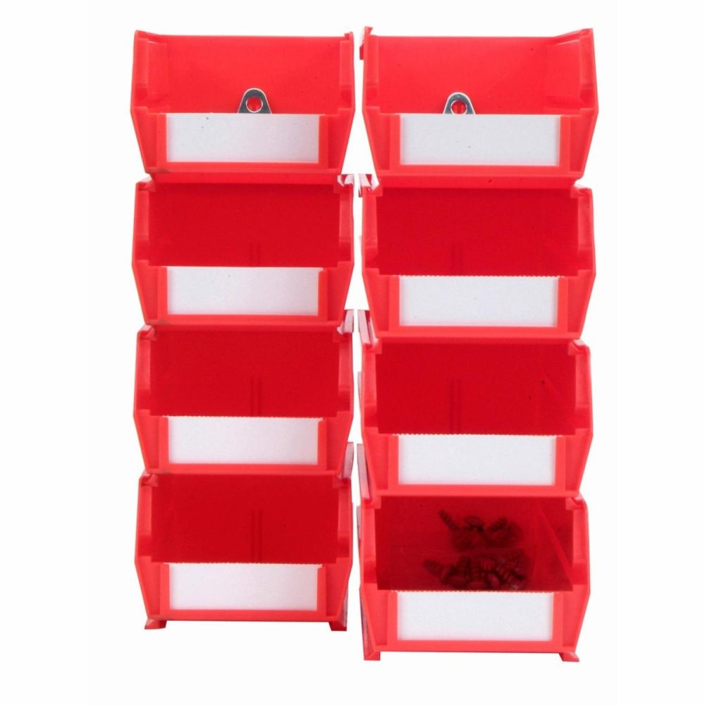 4Pk Each – Small & Medium Red Hanging Bin & Binclip Kits Pegboard, Hooks & Accessories