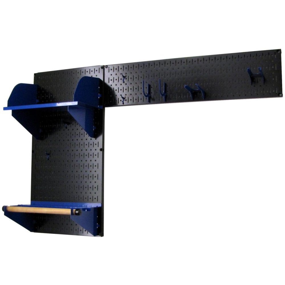 Pegboard Garden Tool Board Organizer With Black Pegboard And Blue Accessories Pegboard, Hooks & Accessories