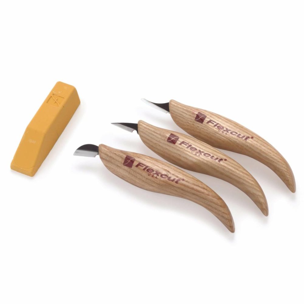 Detail Carving Knife Set With Sharpening Compound – 3 Piece Carving Tools